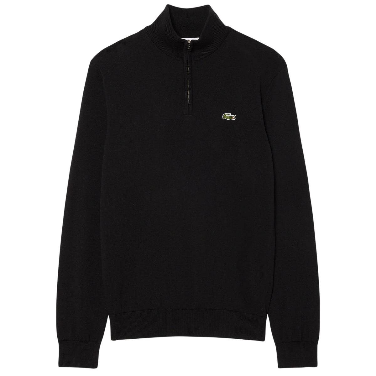 Lacoste Zipped High Neck Cotton Sweater Zwart