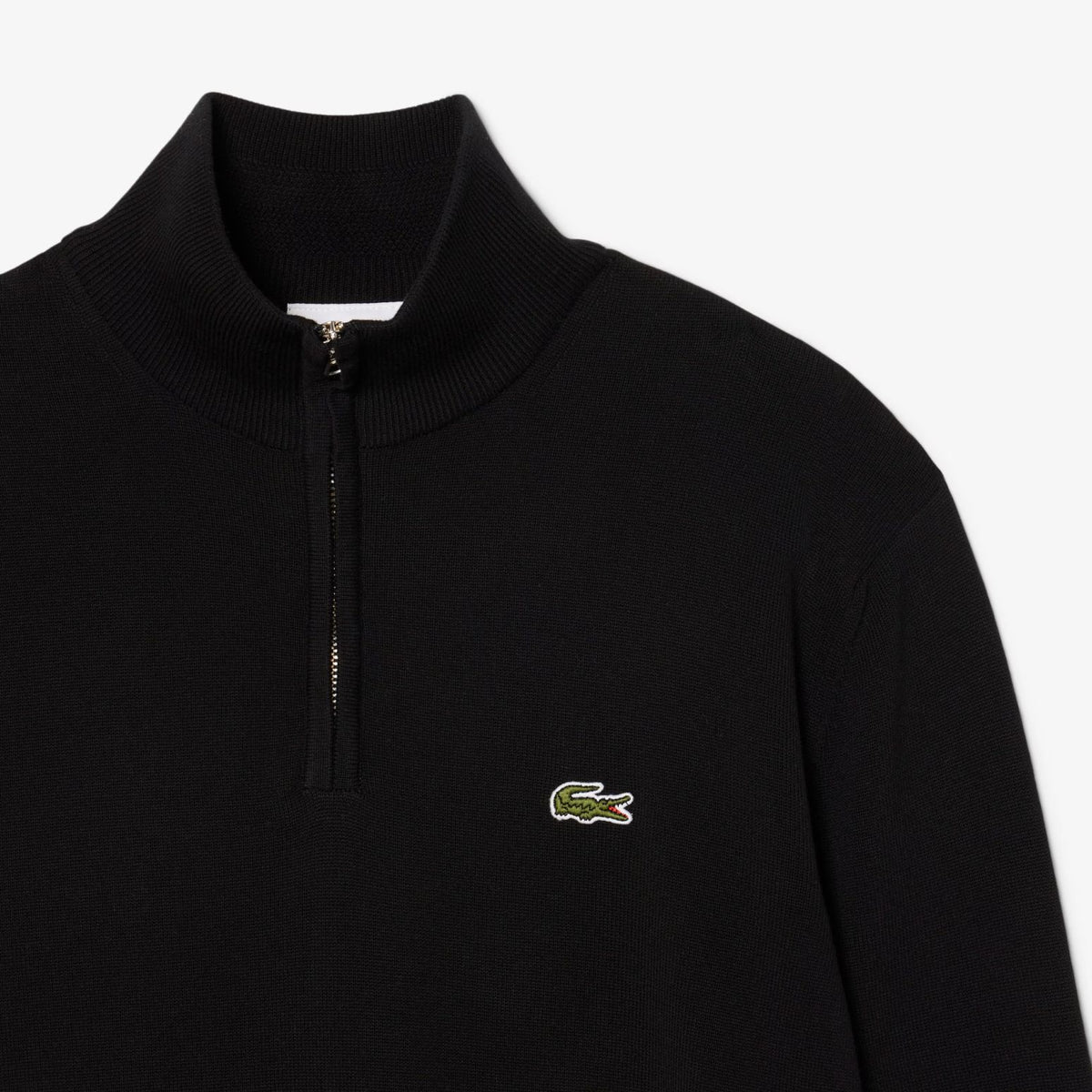 Lacoste Zipped High Neck Cotton Sweater Zwart