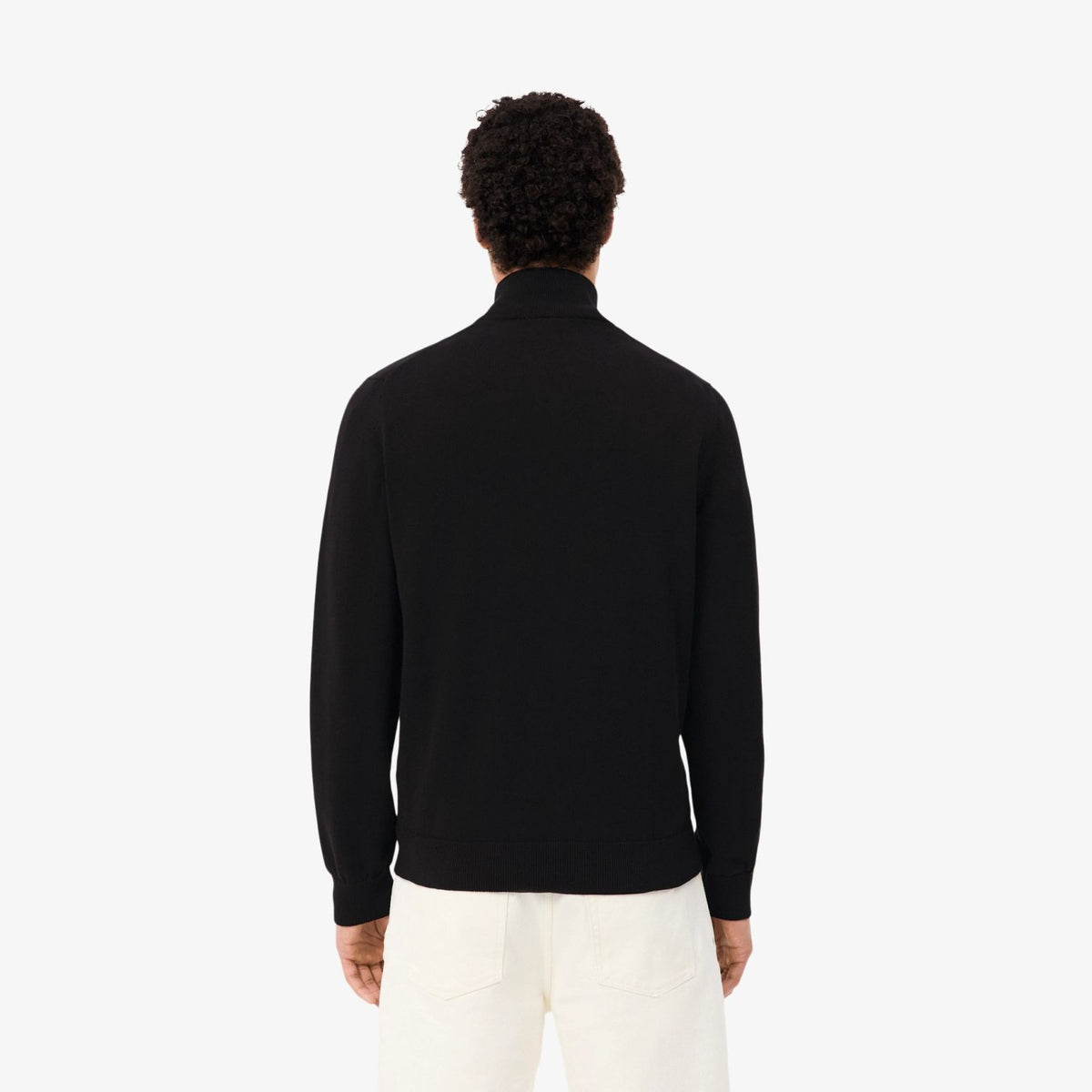 Lacoste Zipped High Neck Cotton Sweater Zwart