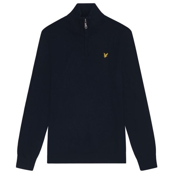 Lyle & Scott Cotton Merino Quarter Zip Sweater Navy