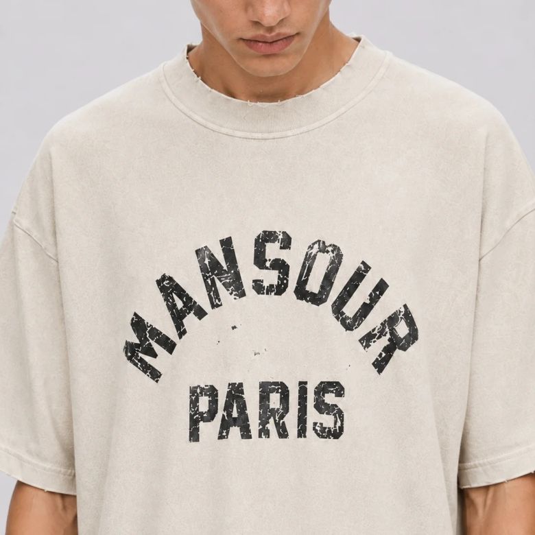 Mansour Paris College Destroyed T-shirt Beige