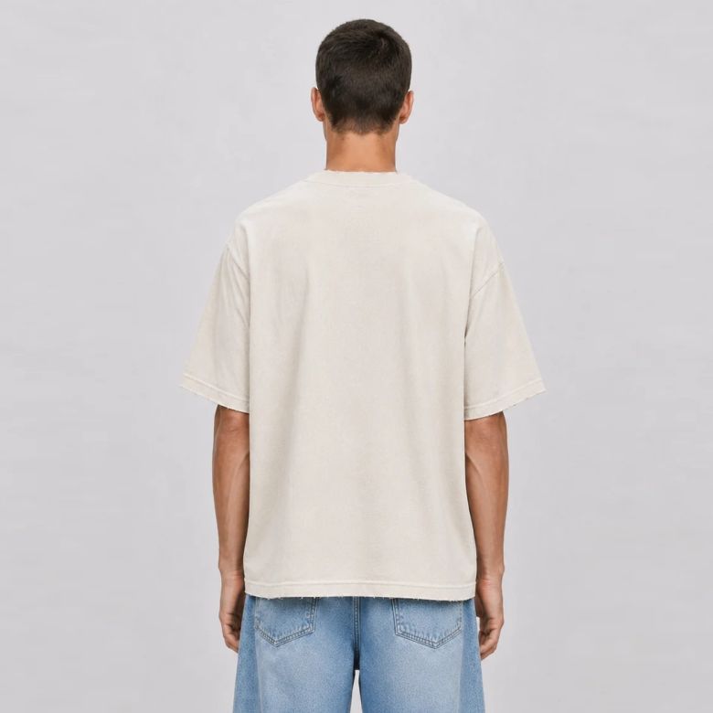 Mansour Paris College Destroyed T-shirt Beige