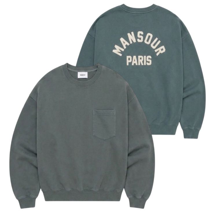 Mansour Paris College Pocket Sweater Donker Groen