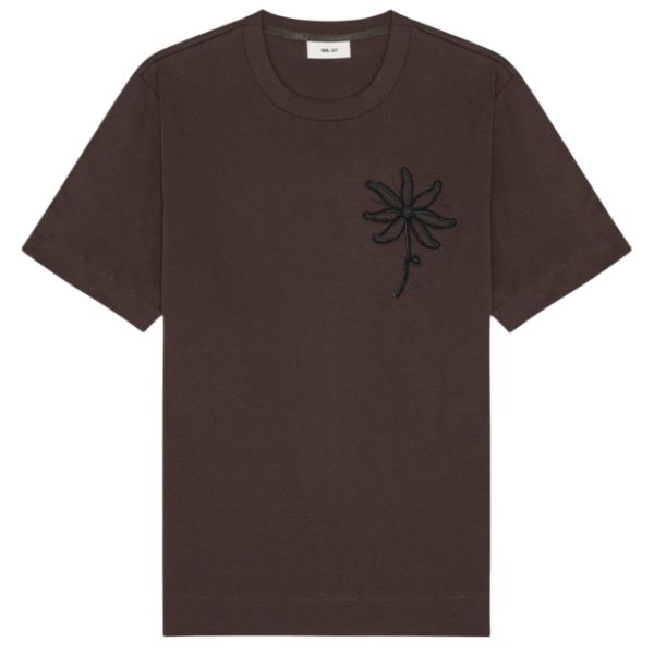 NN.07 Pedro EMB T-shirt Donker Bruin