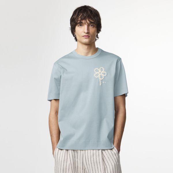 NN.07 Pedro EMB T-shirt Licht Blauw