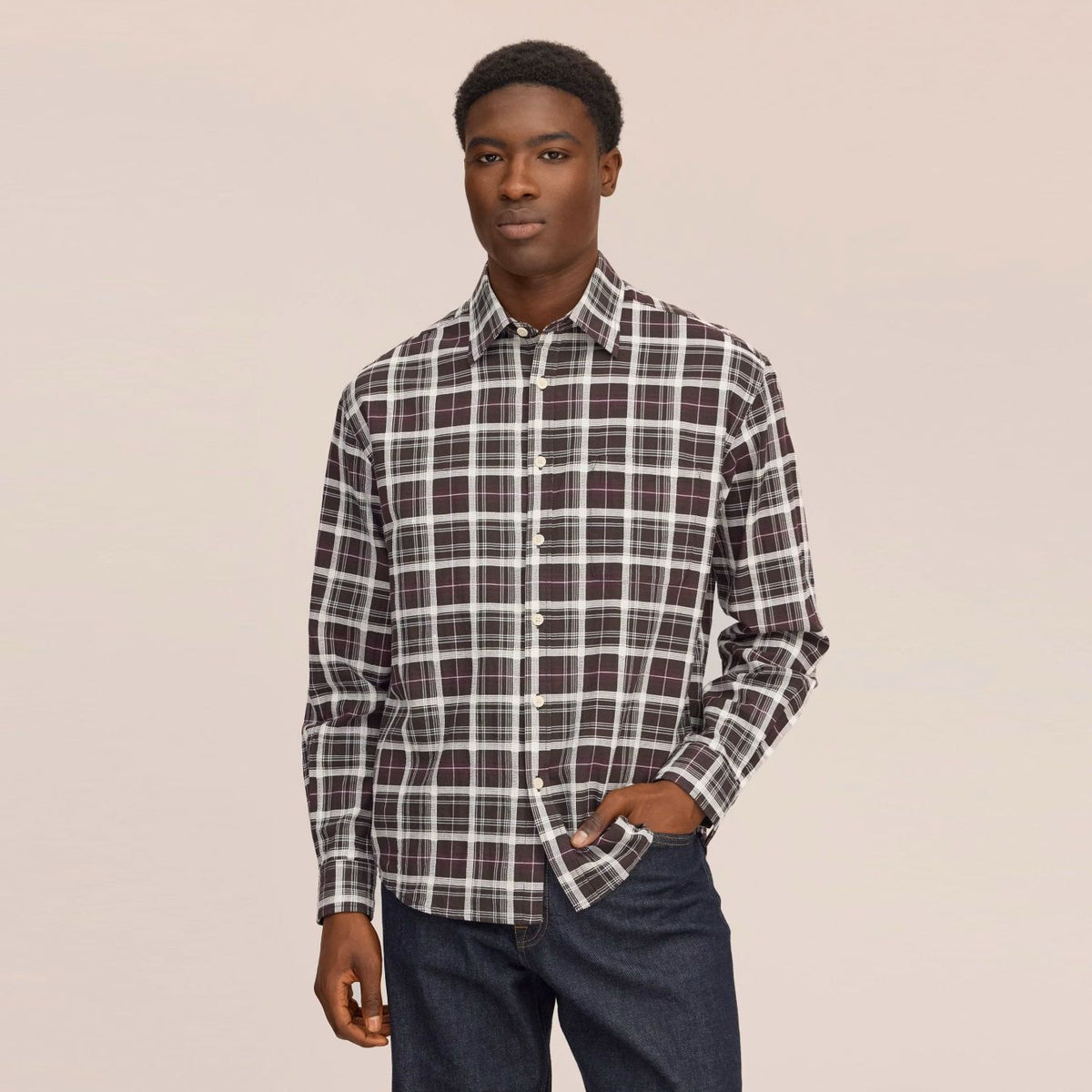 NN.07 Deon Check Overhemd Bordeaux