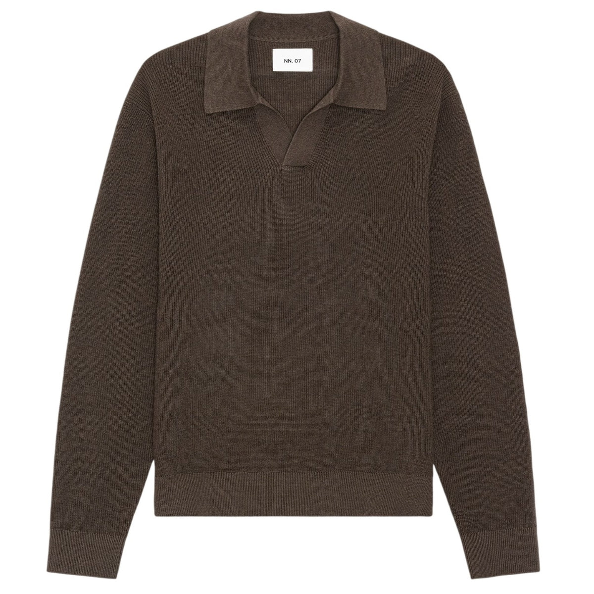 NN.07 Hope Rib Longsleeve Polo Bruin