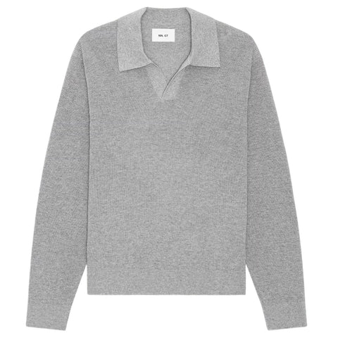 NN.07 Hope Rib Longsleeve Polo Grijs