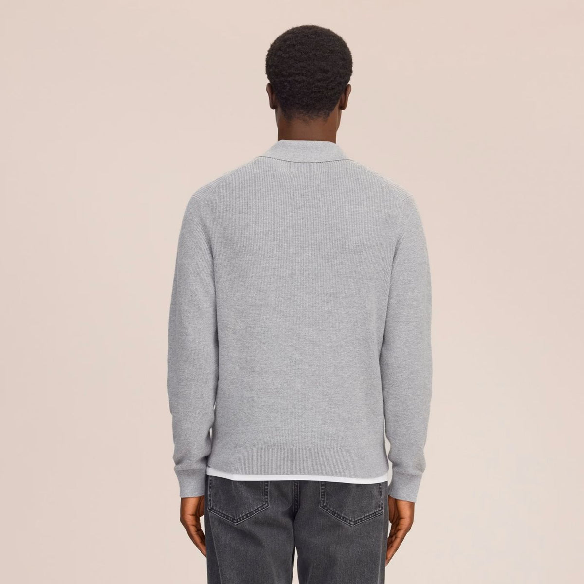 NN.07 Hope Rib Longsleeve Polo Grijs