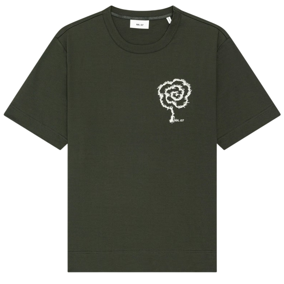 NN.07 Pedro EMB T-shirt Donker Groen