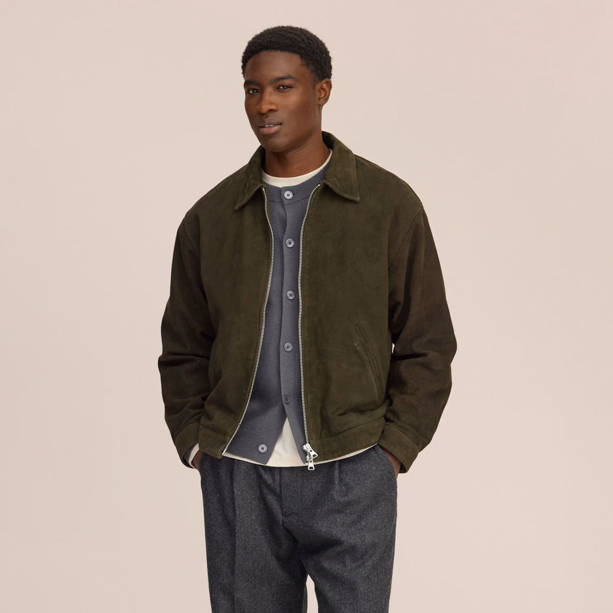 NN.07 Petrus Suede Jas Donker Groen