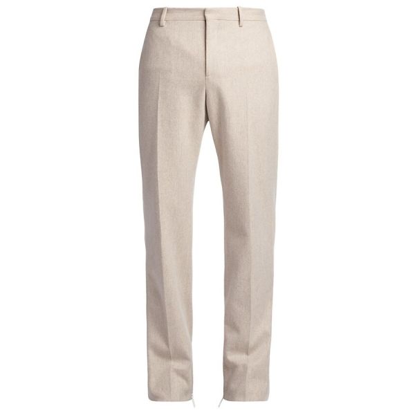 Off-White Tag Wool Zip Broek Beige