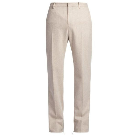 Off-White Tag Wool Zip Broek Beige