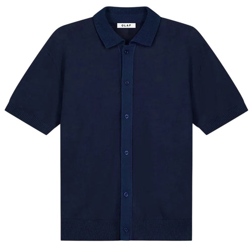 Olaf Linen Knitted Overhemd Navy