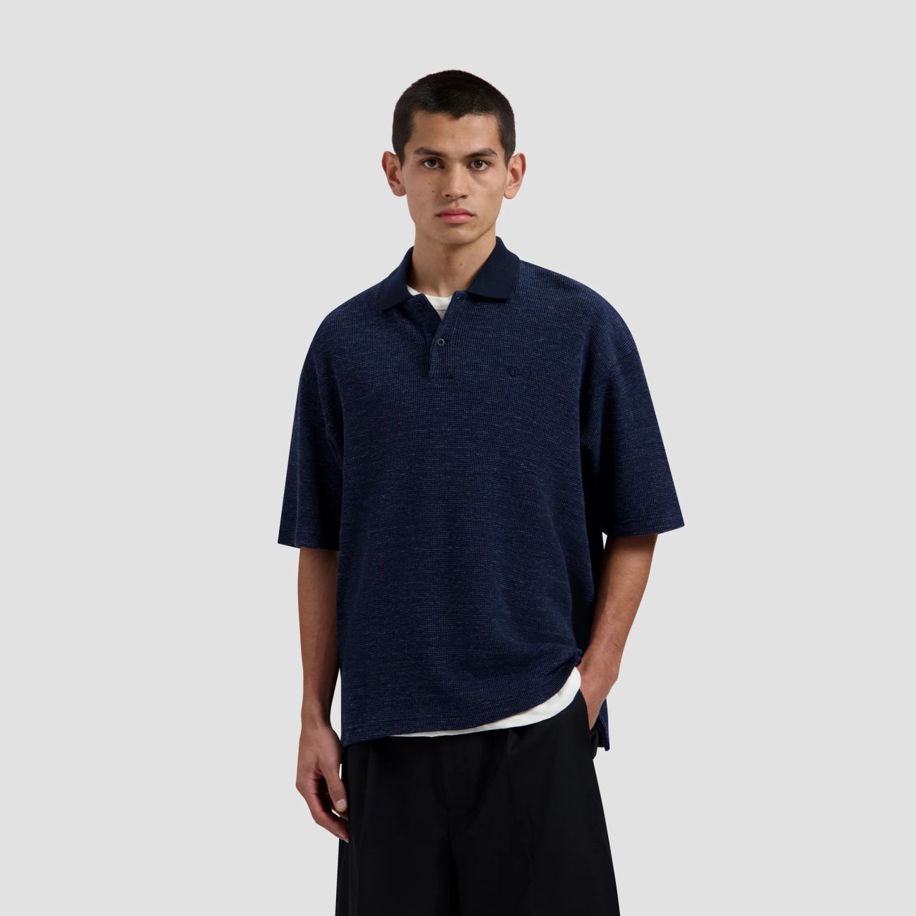 Olaf Signature Texture Polo Navy
