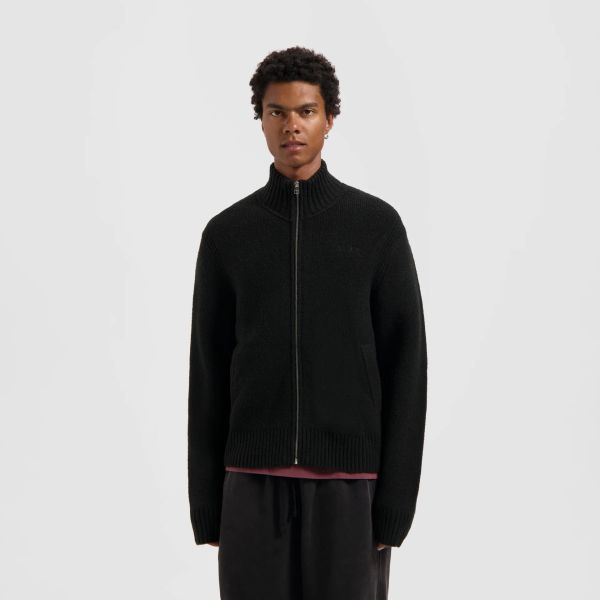 Olaf Zip Through Knitted Mock Vest Zwart