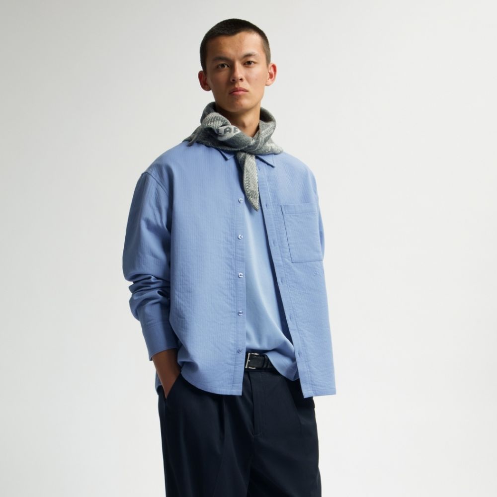 Olaf Double Face Boxy Overhemd Blauw