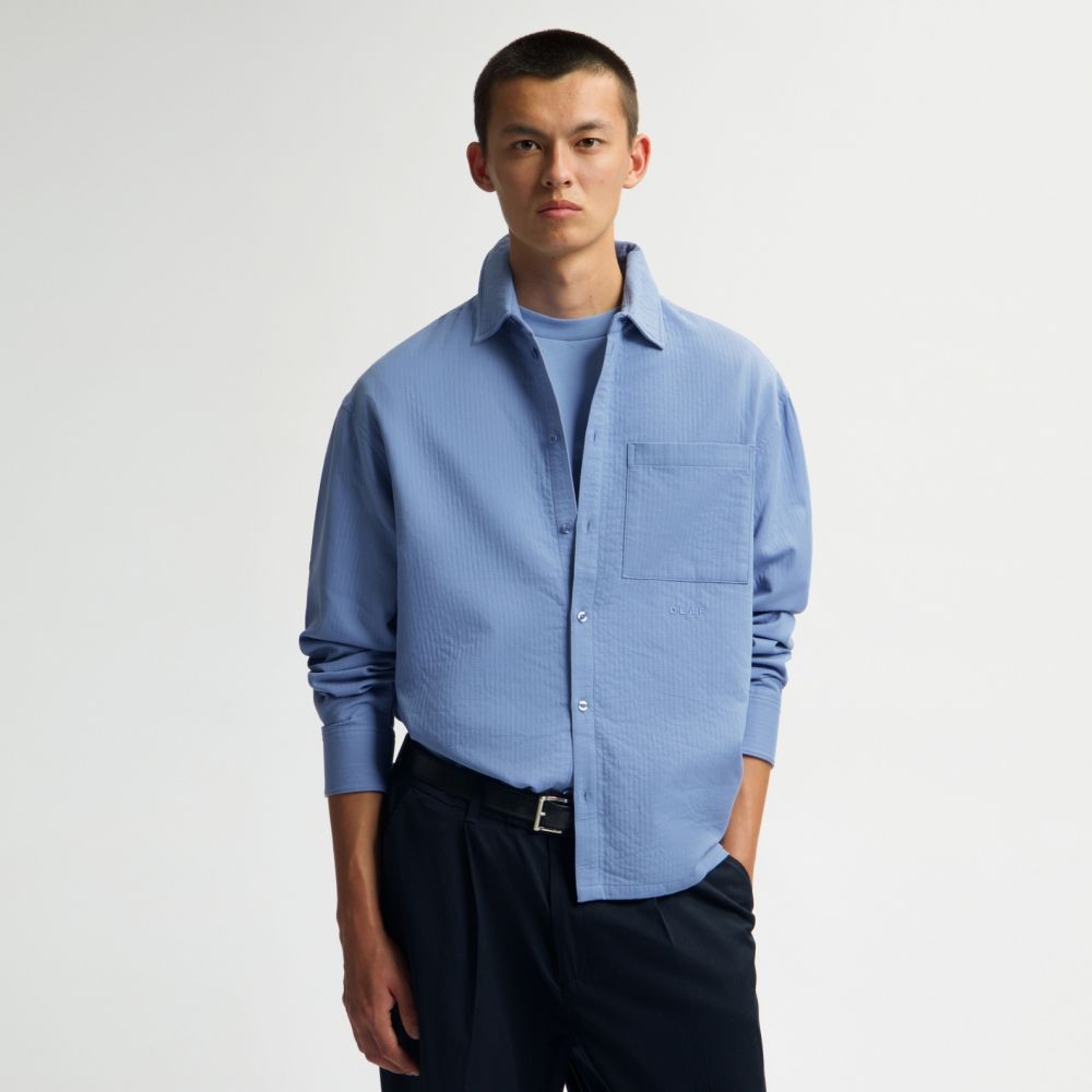 Olaf Double Face Boxy Overhemd Blauw