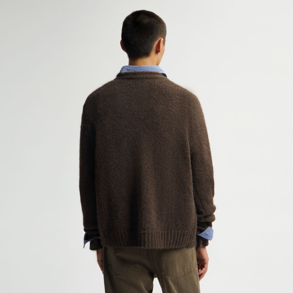 Olaf Hairy Texture Cardigan Bruin