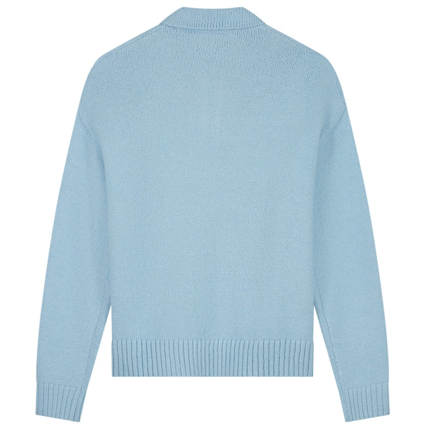 Olaf Oversized Knitted Longsleeve Polo Licht Blauw