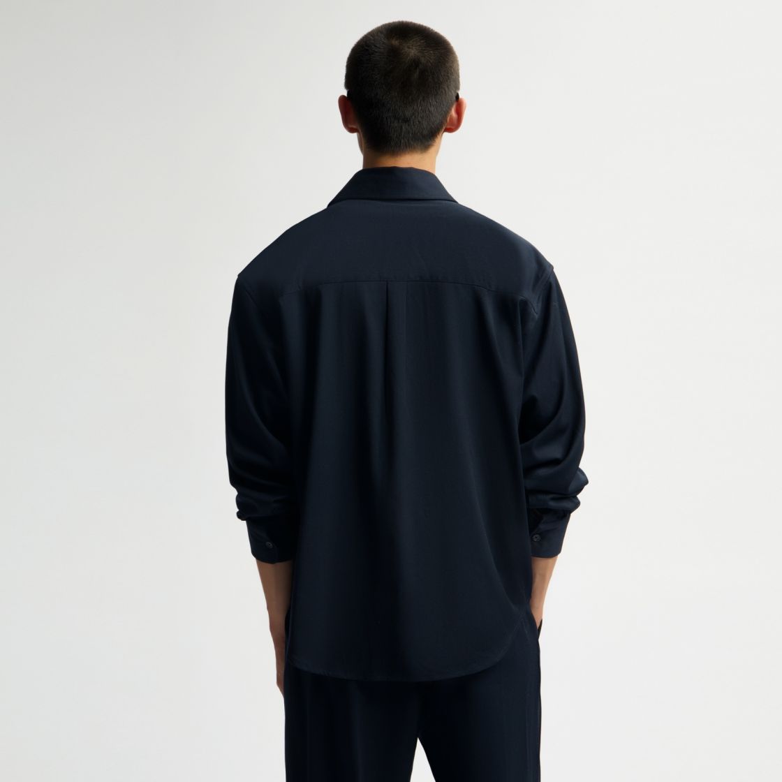 Olaf Oversized Wool Blend Overhemd Navy