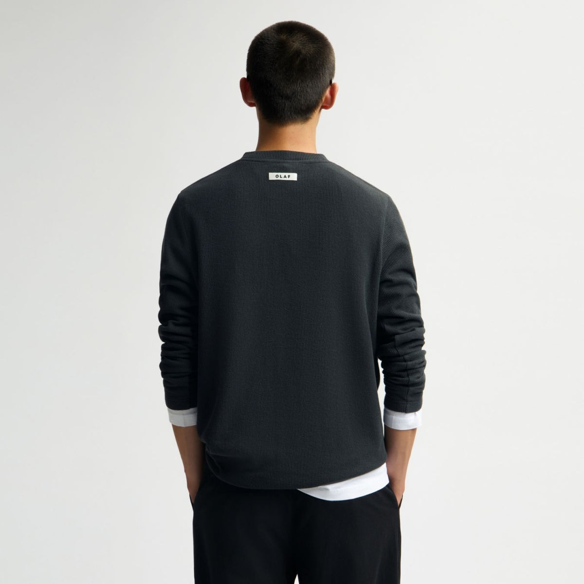 Olaf Ribbed Longsleeve T-shirt Antraciet