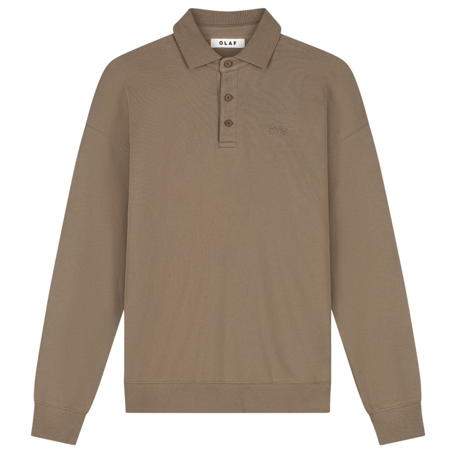 Olaf Signature Oversized Longsleeve Polo Bruin