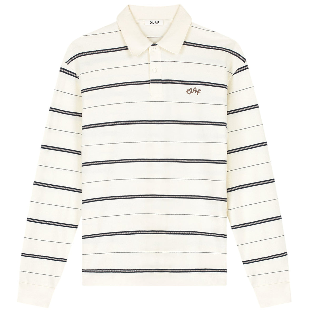 Olaf Striped Signature Longsleeve Polo Off White/Navy