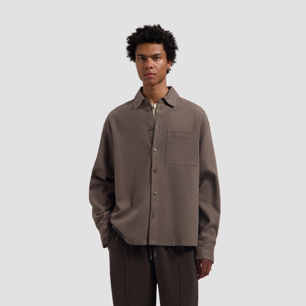 Olaf Textured Boxy Overhemd Bruin