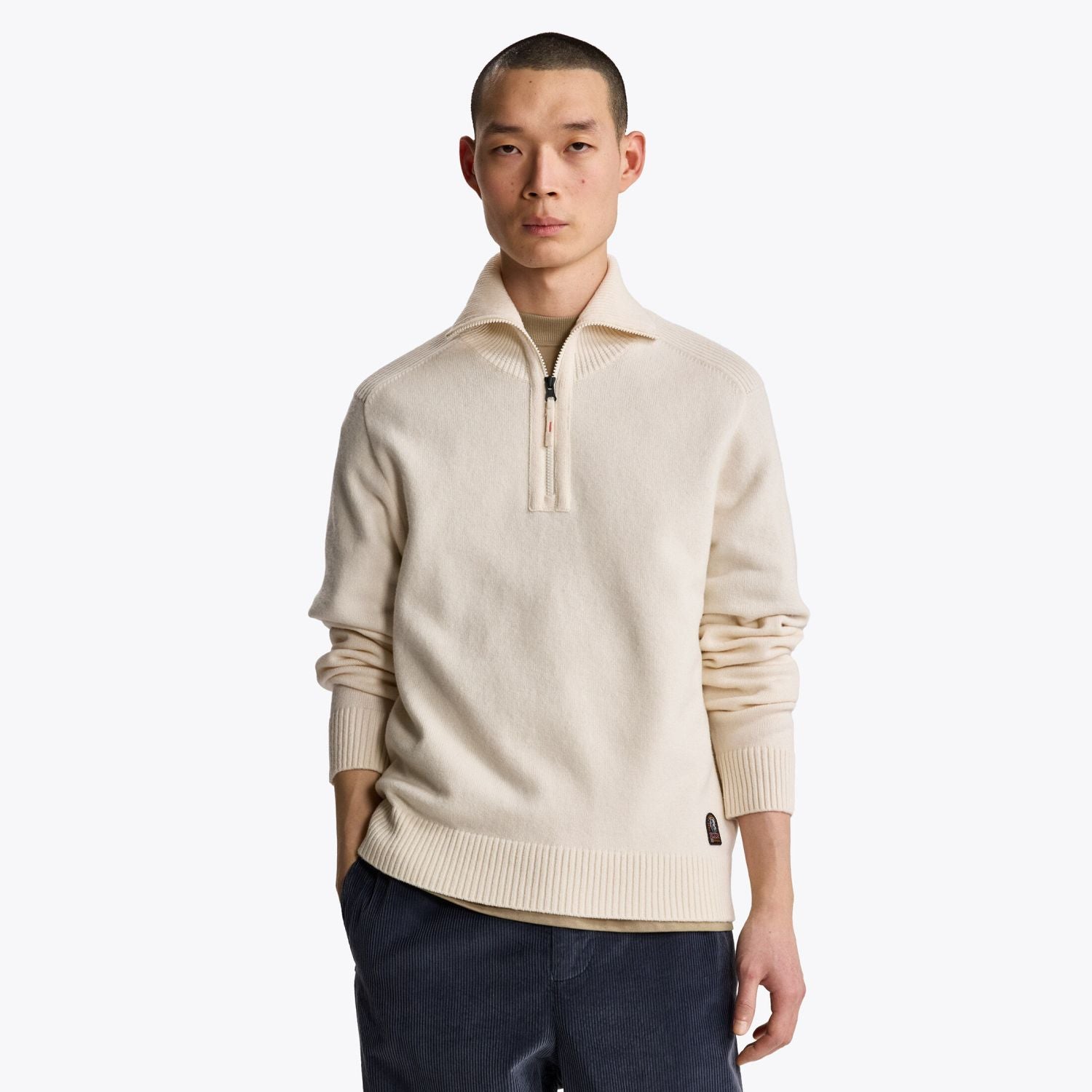 Parajumpers Caldonazzo Knitted Half Zip Sweater Off White