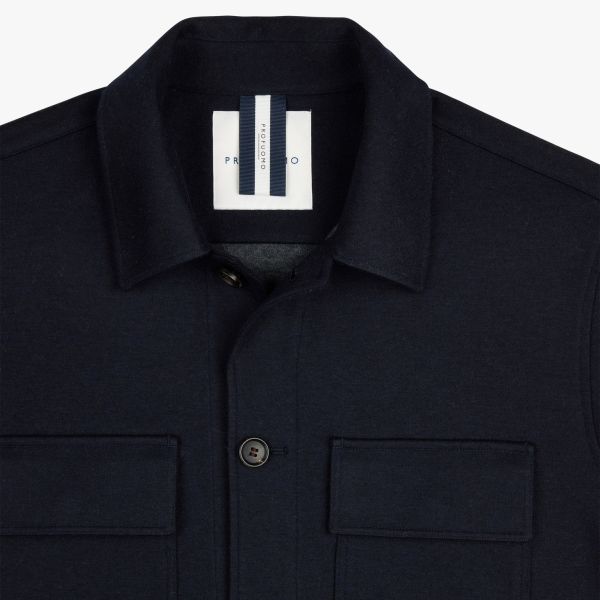 Profuomo Wool Knitted Overshirt Navy