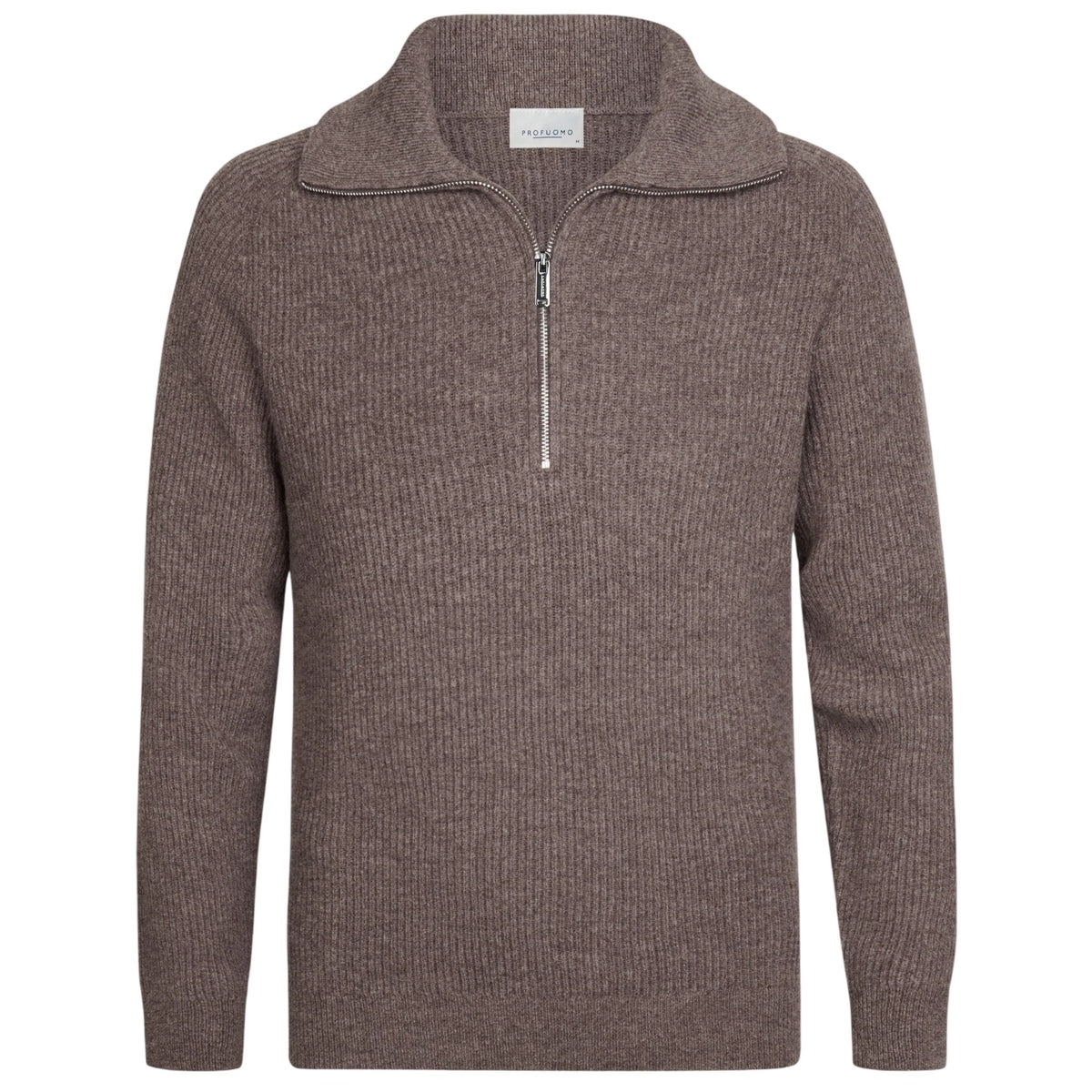 Profuomo Heavy Knitted Half Zip Sweater Bruin