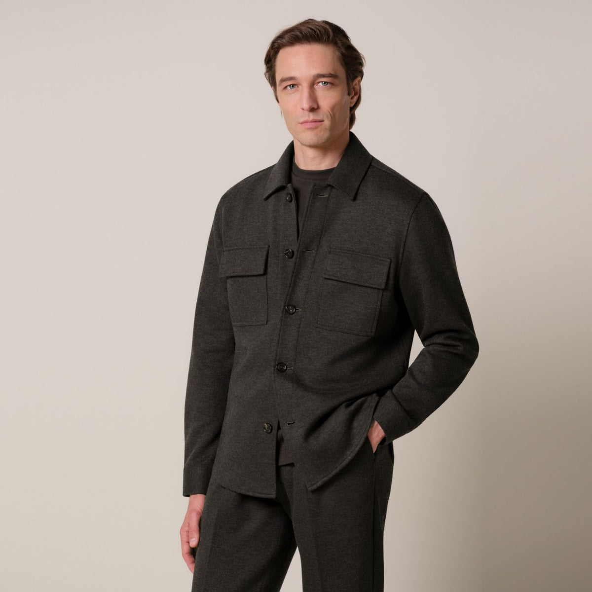 Profuomo Knitted Overshirt Donker Bruin
