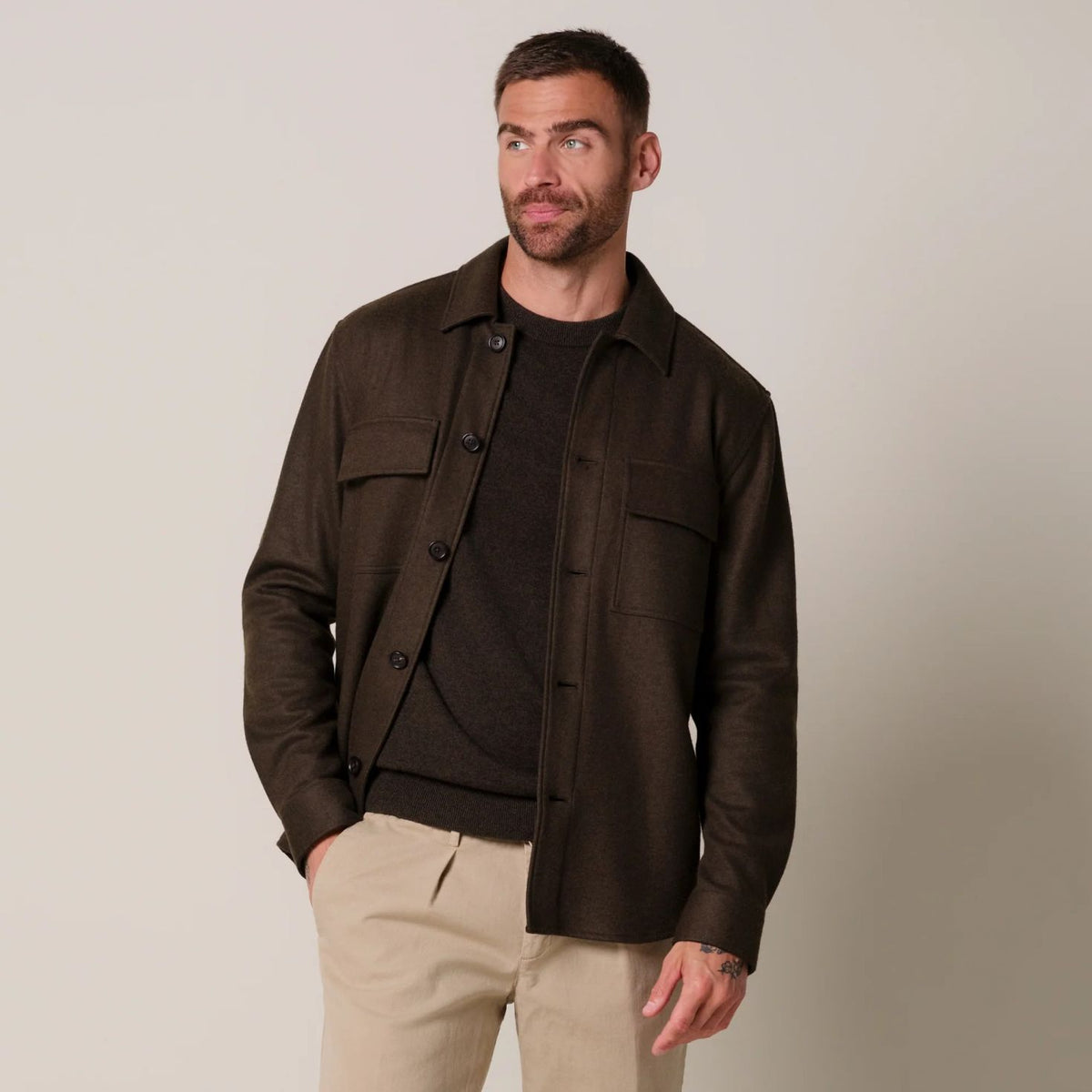 Profuomo Knitted Overshirt Donker Groen