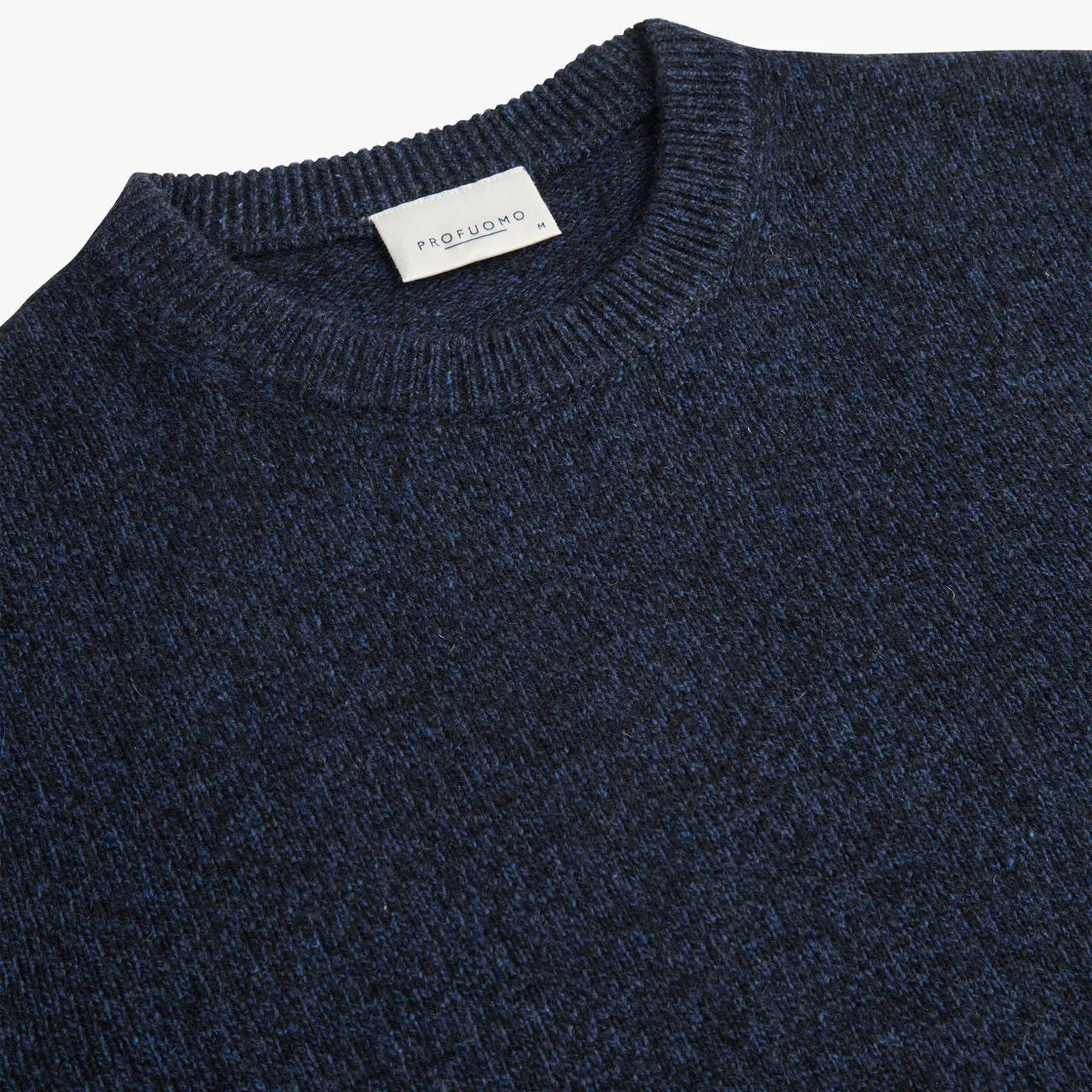 Profuomo Knitted Two-Tone Sweater Donker Blauw