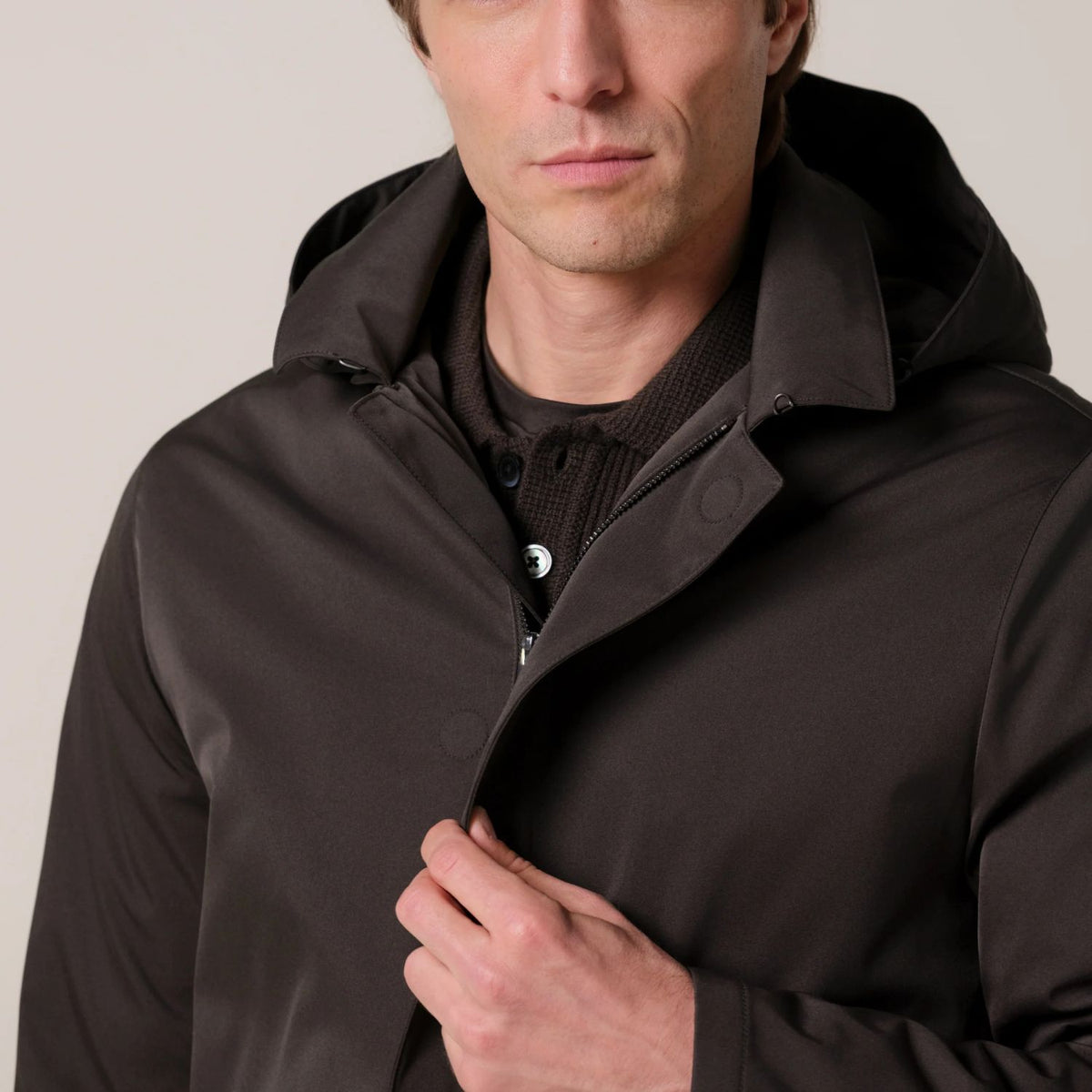 Profuomo Magnet Rain Coat Donker Bruin
