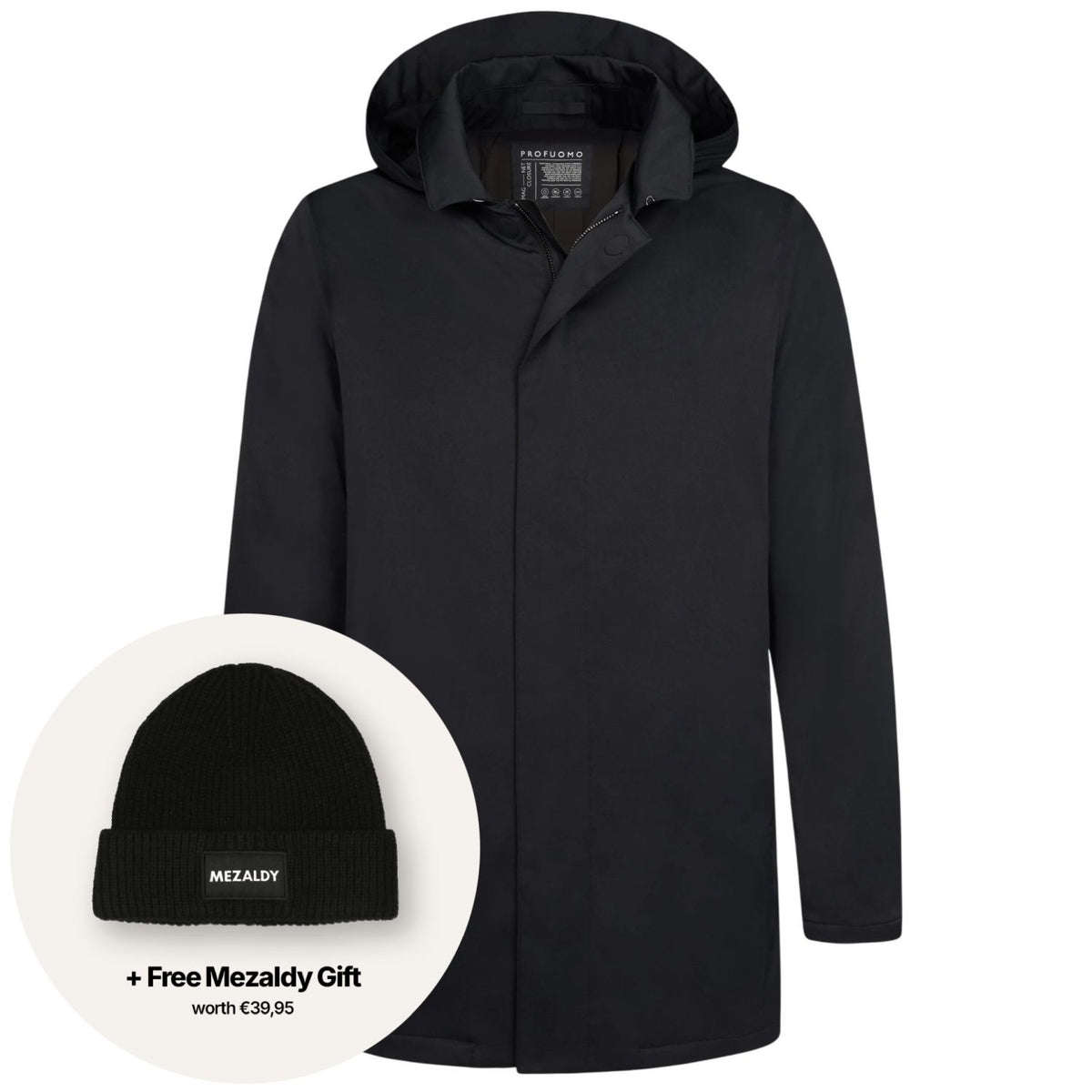 Profuomo Magnet Rain Coat Zwart