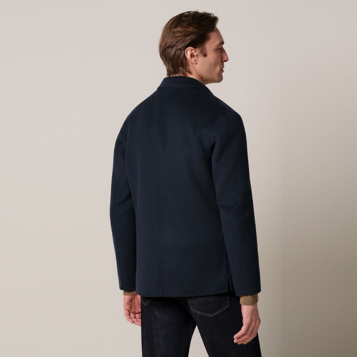Profuomo Single Layer Wool Overshirt Navy