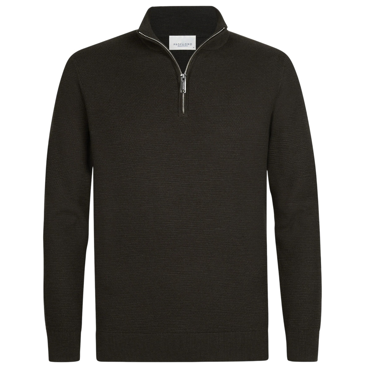 Profuomo Structured Half Zip Sweater Donker Bruin