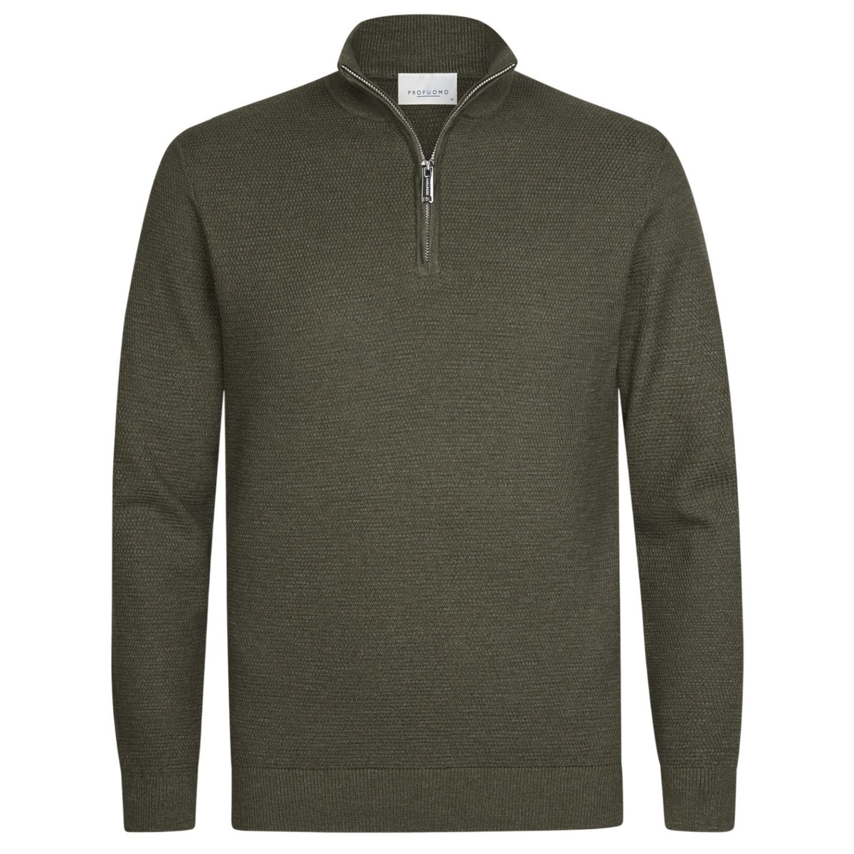 Profuomo Structured Half Zip Sweater Donker Groen