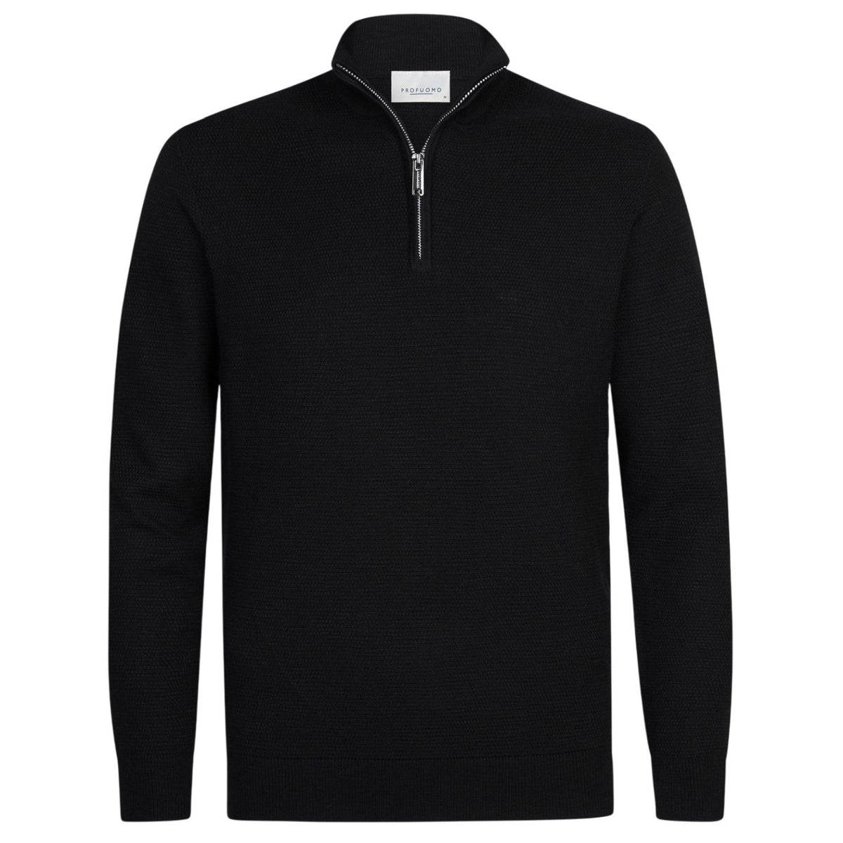 Profuomo Structured Half Zip Sweater Zwart