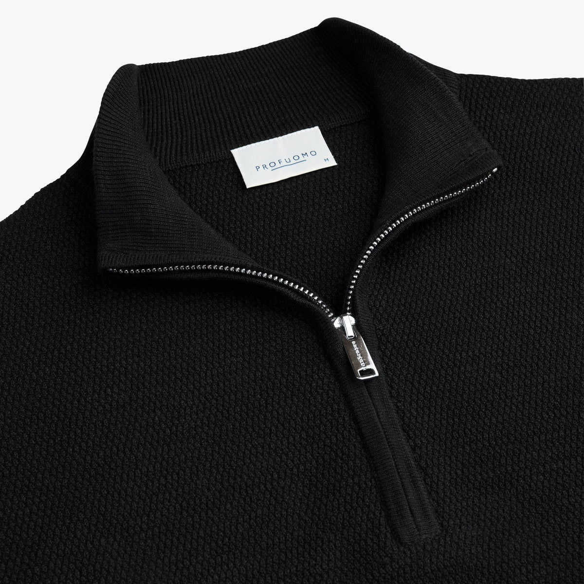 Profuomo Structured Half Zip Sweater Zwart