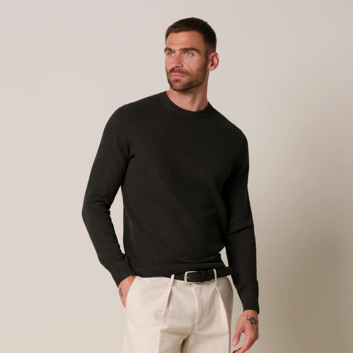 Profuomo Structured Sweater Donker Bruin