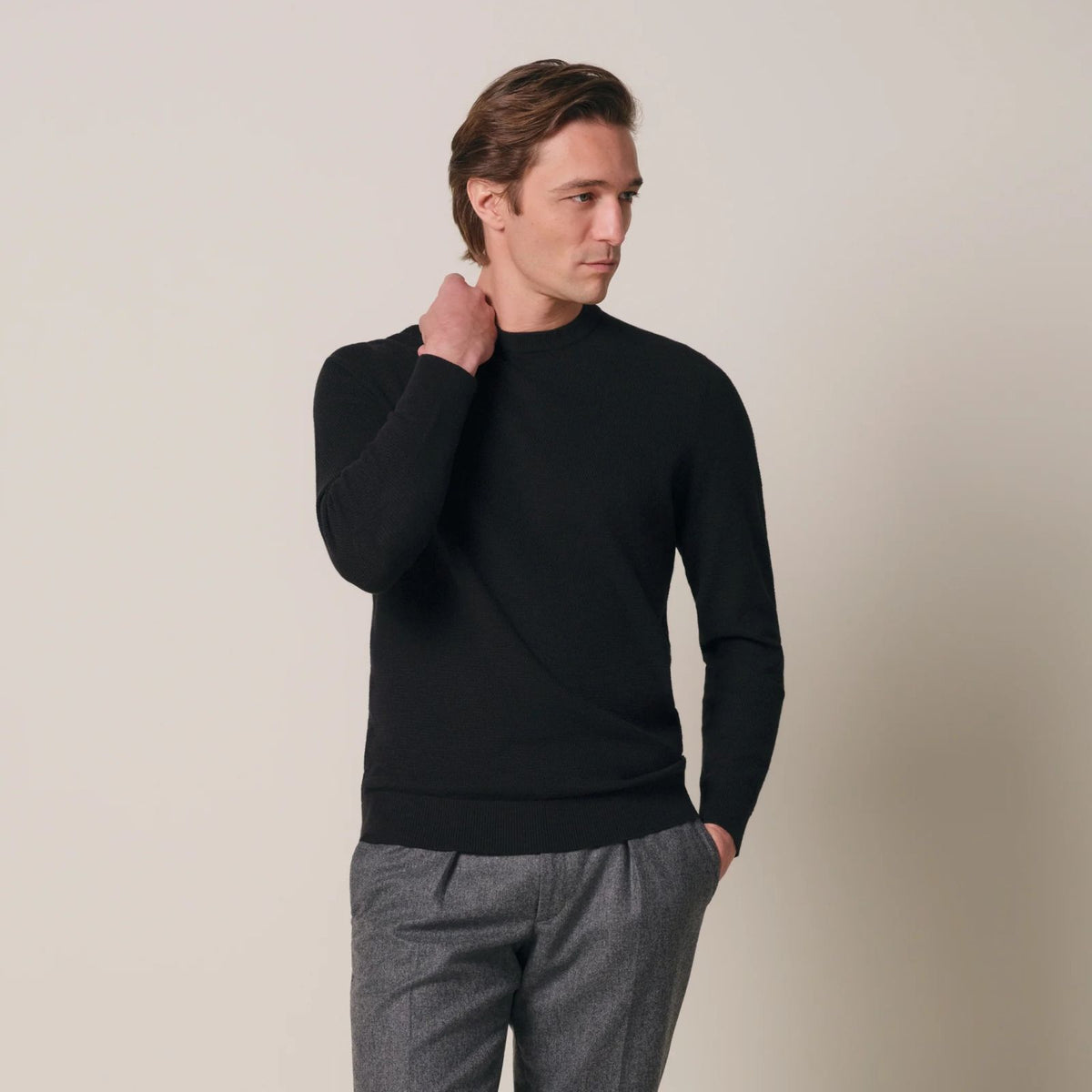 Profuomo Structured Sweater Zwart
