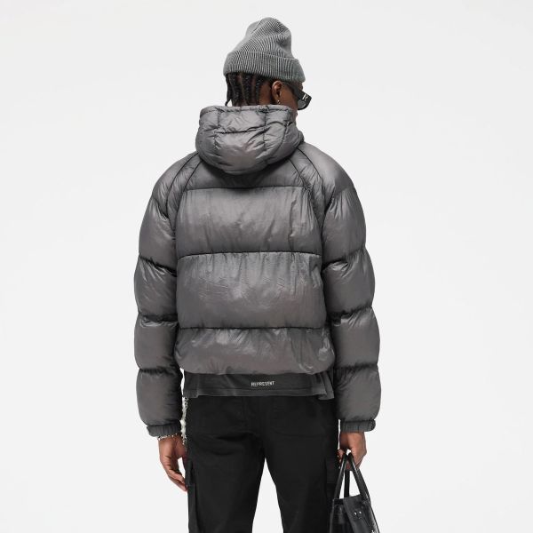 Represent Translucent Hooded Puffer Antraciet