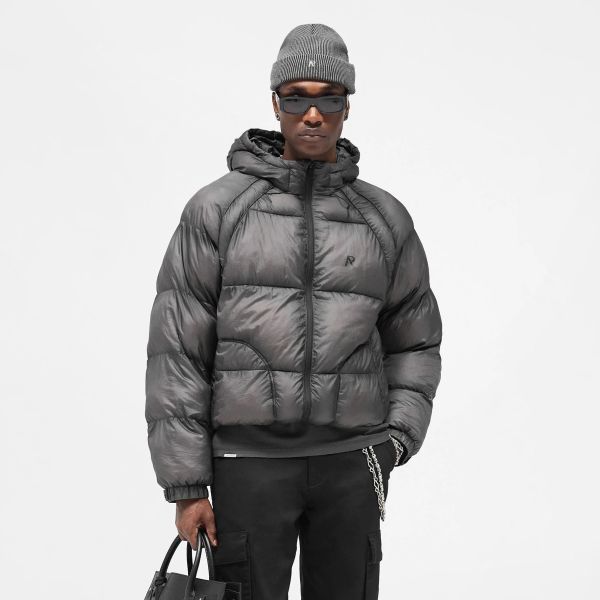 Represent Translucent Hooded Puffer Antraciet