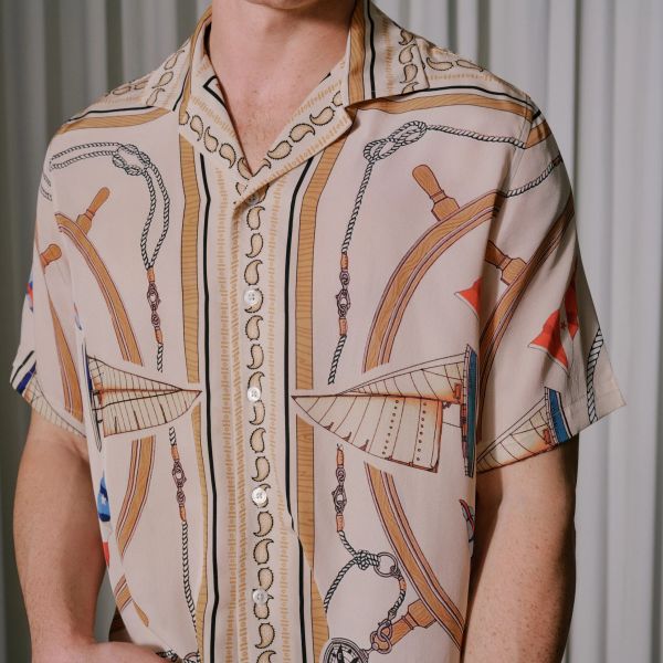 Rhude Nautica Silk Overhemd Beige