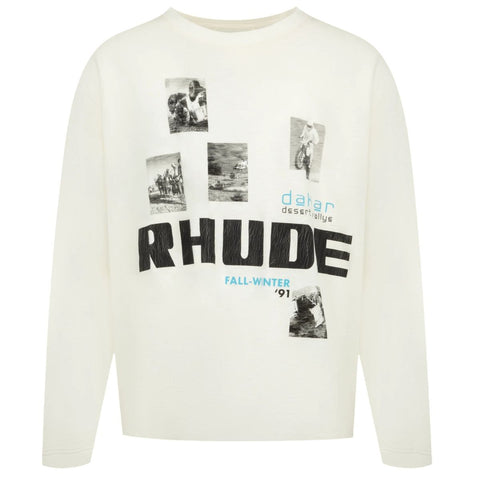 Rhude Winter 91 Rallye Slub Longsleeve T-shirt Off White