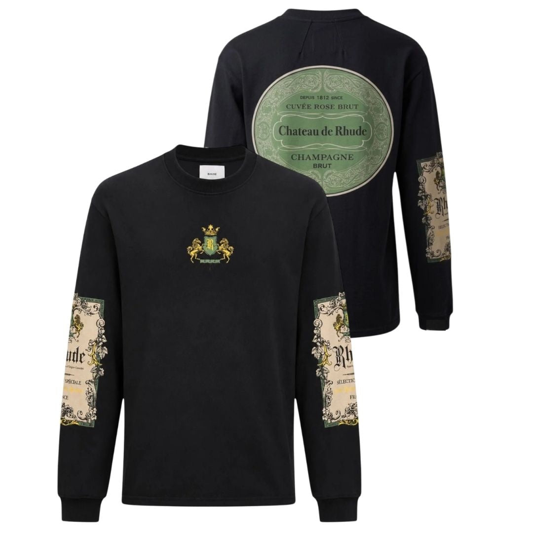 Rhude Bordeaux Reserve Longsleeve T-shirt Zwart