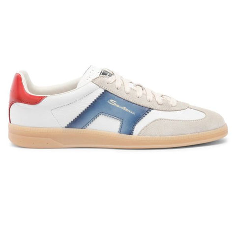 Santoni Double Buckle Signature Olympic Sneaker Wit/Blauw/Rood